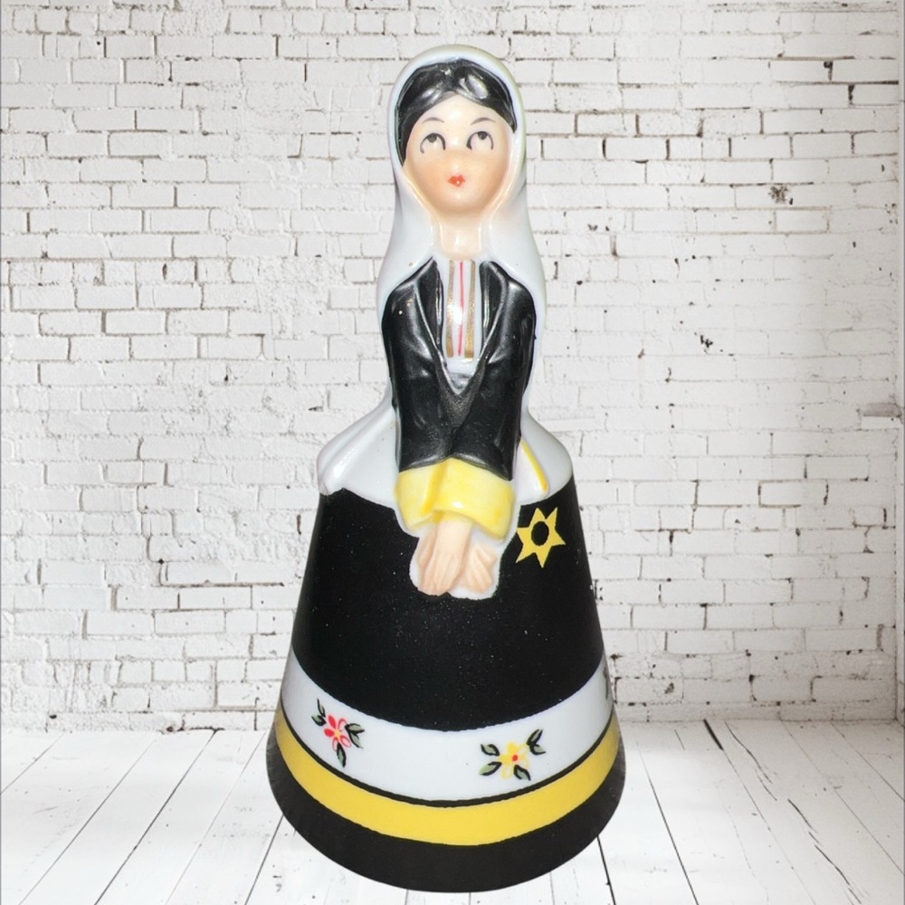 Vtg Schmid Bros Israeli Girl Kitschy Porcelain Bell Made In Japan